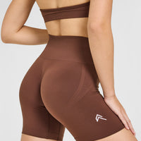 Effortless Seamless Shorts with White Logo | Rustic Brown