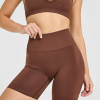 Effortless Seamless Shorts with White Logo | Rustic Brown