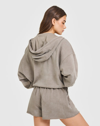 Raw Lounge Oversized Zip Hoodie | Washed Minky