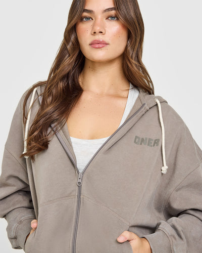 Raw Lounge Oversized Zip Hoodie | Washed Minky