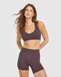 SoftMotion™ Bralette with White Logo | Dark Umber Brown