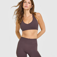 SoftMotion™ Bralette with White Logo | Dark Umber Brown