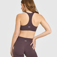 SoftMotion™ Bralette with White Logo | Dark Umber Brown