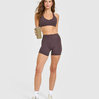 SoftMotion™ Bralette with White Logo | Dark Umber Brown