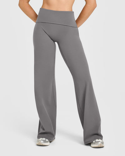 SoftMotion™ Fold Over Straight Leg Bottoms | Ash Grey