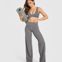 SoftMotion™ Fold Over Straight Leg Bottoms | Ash Grey