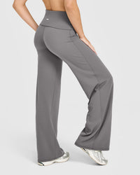 SoftMotion™ Fold Over Straight Leg Bottoms | Ash Grey