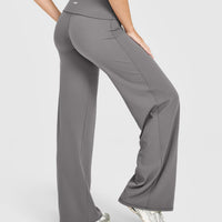 SoftMotion™ Fold Over Straight Leg Bottoms | Ash Grey