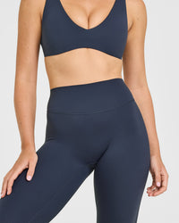SoftMotion™ High Waisted Leggings with White Logo | True Blue