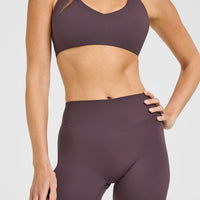 SoftMotion™ High Waisted Shorts 6" with White Logo | Dark Umber Brown