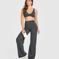 SoftMotion™ Scoop Back Bralette with White Logo | Coal
