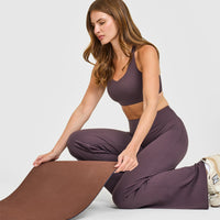 SoftMotion™ Sports Bra with White Logo | Dark Umber Brown