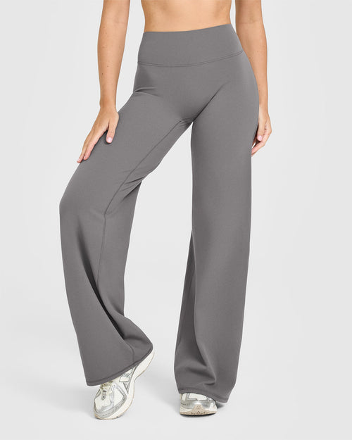 Oner Modal SoftMotion™ Straight Leg Bottoms with White Logo | Ash Grey