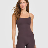 SoftMotion™ Strappy Vest with Built in Bra Shelf | Dark Umber Brown