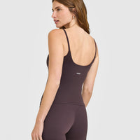 SoftMotion™ Strappy Vest with Built in Bra Shelf | Dark Umber Brown