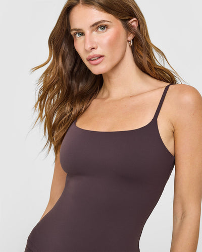 SoftMotion™ Strappy Vest with Built in Bra Shelf | Dark Umber Brown