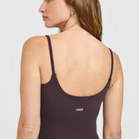 SoftMotion™ Strappy Vest with Built in Bra Shelf | Dark Umber Brown
