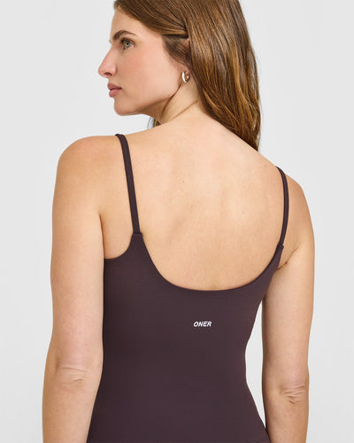 SoftMotion™ Strappy Vest with Built in Bra Shelf | Dark Umber Brown