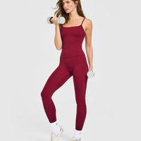 SoftMotion™ Strappy Vest with Built in Bra Shelf with White Logo | Ruby Red