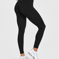 Timeless High Waisted Leggings with White Logo | Black