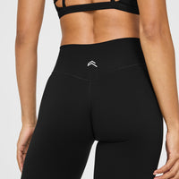Timeless High Waisted Leggings with White Logo | Black