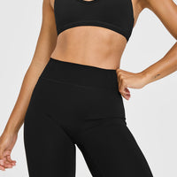 Timeless High Waisted Leggings with White Logo | Black