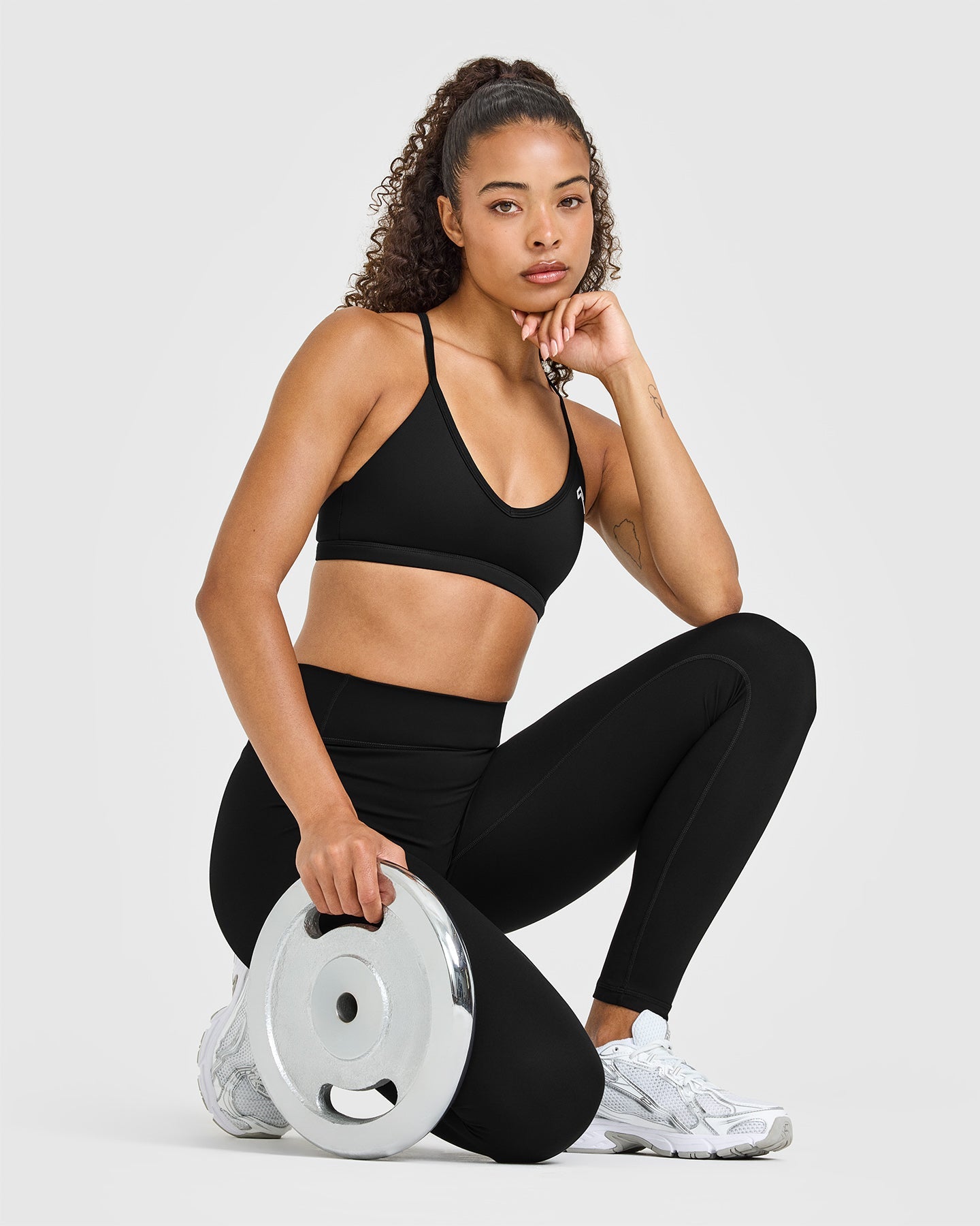 Timeless High Waisted Leggings with White Logo | Black