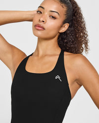 Timeless Square Neck Vest with White Logo | Black