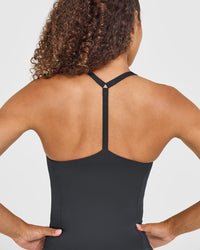 Timeless Square Neck Vest with White Logo | Coal