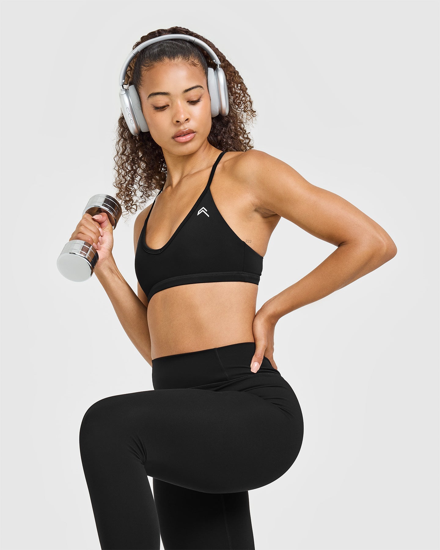 Timeless Strappy Bralette with White Logo | Black