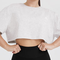 Classic Crop Lightweight T-Shirt | Grey Marl