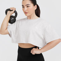 Classic Crop Lightweight T-Shirt | Grey Marl