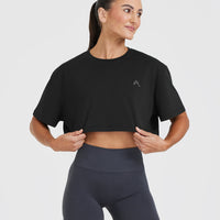 Classic Crop Lightweight T-Shirt | Black