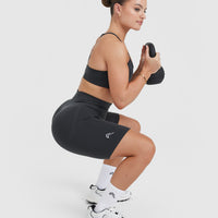 Effortless Seamless Cycling Shorts with White Logo | Coal