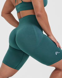 Effortless Seamless Cycling Shorts with White Logo | Marine Teal