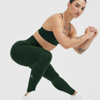 Effortless Seamless Leggings with White Logo | Evergreen