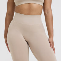 Effortless Seamless Leggings with White Logo | Mushroom Brown