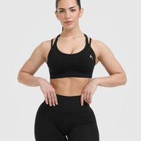 Effortless Seamless Layered Sports Bra | Black