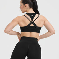 Effortless Seamless Layered Sports Bra | Black