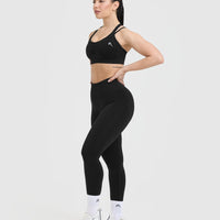 Effortless Seamless Layered Sports Bra | Black