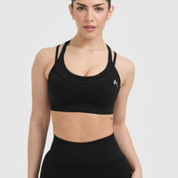 Effortless Seamless Layered Sports Bra | Black