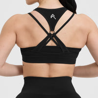 Effortless Seamless Layered Sports Bra | Black