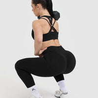 Effortless Seamless Layered Sports Bra | Black