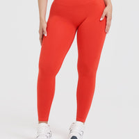 Effortless Seamless Leggings with White Logo | Charged Orange