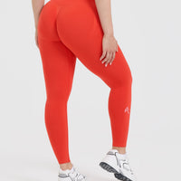 Effortless Seamless Leggings with White Logo | Charged Orange