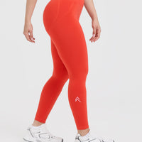 Effortless Seamless Leggings with White Logo | Charged Orange