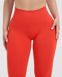 Effortless Seamless Leggings with White Logo | Charged Orange