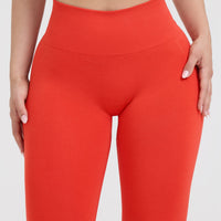 Effortless Seamless Leggings with White Logo | Charged Orange