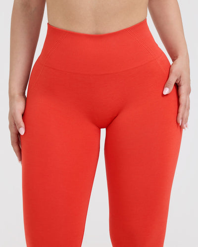 Effortless Seamless Leggings with White Logo | Charged Orange