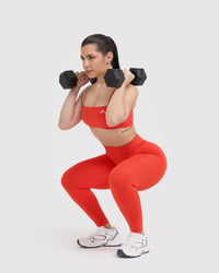 Effortless Seamless Leggings with White Logo | Charged Orange